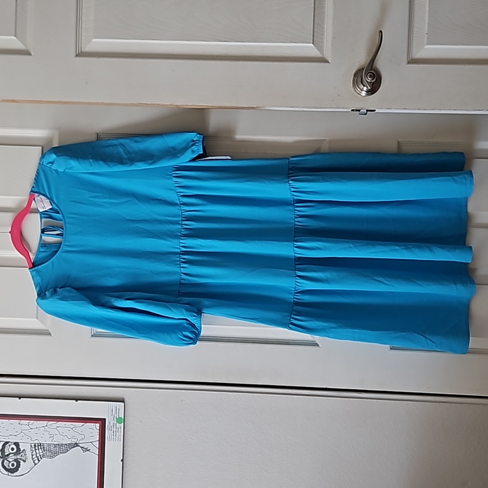 Charles Henry Tie Back Midi Dress Preppy Color Aqua, NWOT, Size Small - Picture 5 of 13